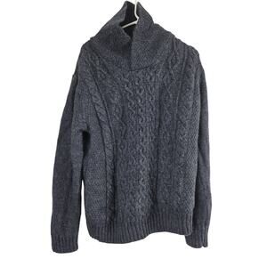 Immagini Sweater Men's L‎ Blue Fisherman Cable Knit Wool Blend Made in Italy